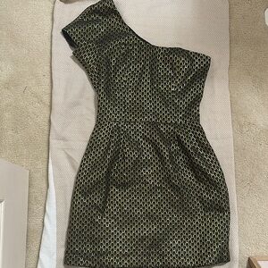 French Connection Black and Gold One-Shoulder